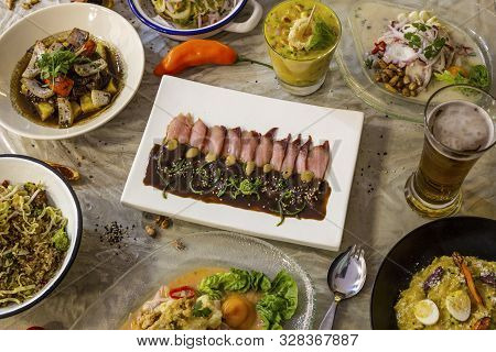 Delicious Typical Dishes Of Peruvian Cuisine For Restaurant Menu