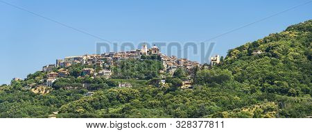 The Historic Town Of Monte Compatri Seen From Monte Porzio Catone, Rome, Lazio, Italy At Summer