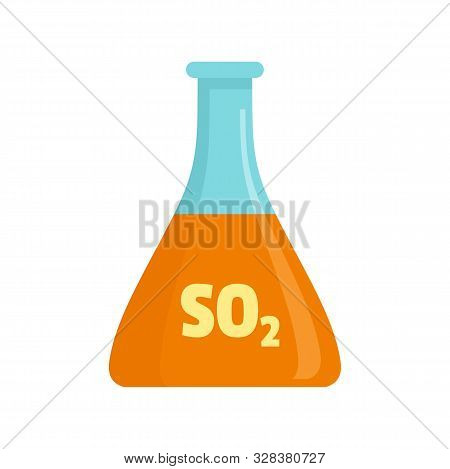 Sulfur Dioxide Flask Icon. Flat Illustration Of Sulfur Dioxide Flask Vector Icon For Web Design