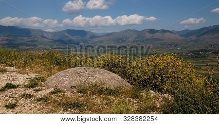 Landscape With The Military Bunkers Near Lekuresi Castle At Saranda, Albania