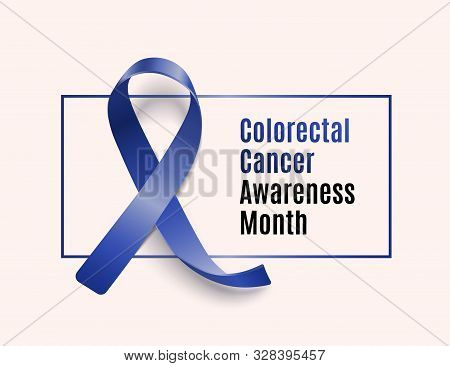 Colorectal Cancer Awareness Month - Dark Blue Ribbon With Text