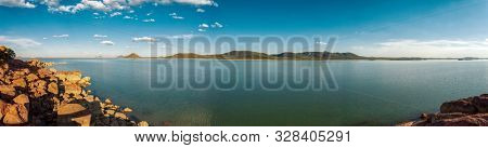 Dam, lake into the bush, in Botswana near Gaborone, Gaborone Dam