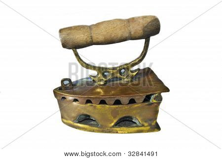 Old Irons Isolated On White Background. Focus On Foreground. Intentional Shallow Depth Of Field. Stu