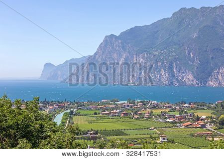Aerial View Of Nago Torbole At Lake Garda In Italy