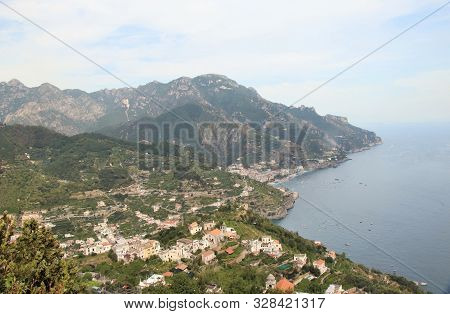 Scenic Ocean Views Along The Amalfi Coast In Ravello, Italy
