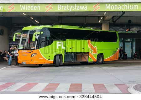Krakow, Poland - July 28, 2019: Flixbus Bus At Krakow Mda Bus Station.