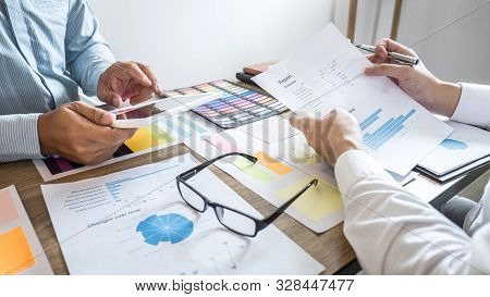 Business Team Casual Presentation Conference On Meeting To Planning Investment Project Working And S
