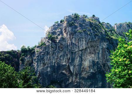 Landscape With Rock In Sarca Valley On Garda Lake