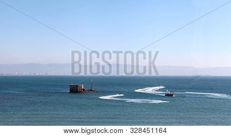 Panoramic Cityscape Of The City Of Acre, Israel, Located On The Mediterranean Coast In The Northwest
