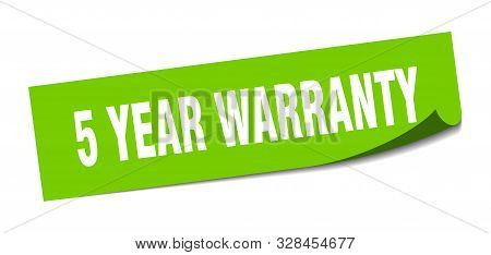 5 Year Warranty Sticker. 5 Year Warranty Square Isolated Sign. 5 Year Warranty