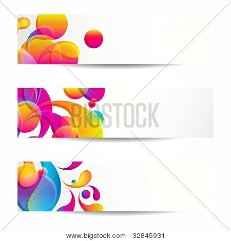 Abstract web banners with colorful arc-drop for your www design