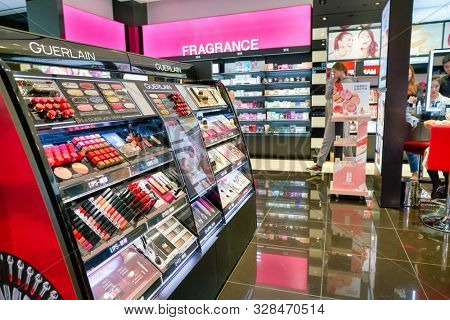 SHENZHEN, CHINA - CIRCA APRIL, 2019: goods on display at Sephora store in Shenzhen, China. Sephora is a Paris-based French multinational chain of personal care and beauty stores.