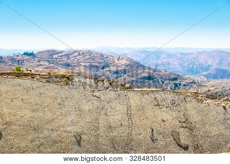 Sucre Bolivia September 27 Original Dinosaur Footprints In The Archaeological Park Cretaceous, The M