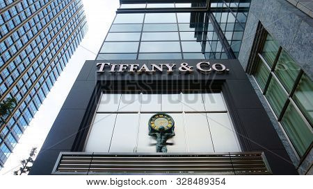 Tokyo / Japan - Sept 17 2018: Tiffany & Co. Store Logo. Marunouchi District