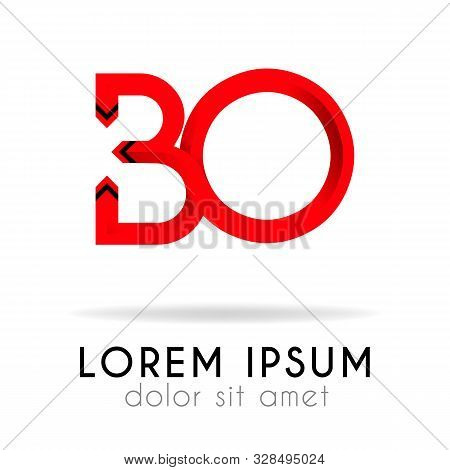 Ribbon Logo In Dark Red Gradation With Bo Letter. Can Also Be Used For Company Logos, Websites, Orga