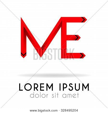 Ribbon Logo In Dark Red Gradation With Me Letter. Can Also Be Used For Company Logos, Websites, Orga