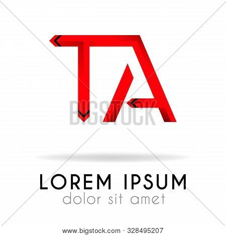 Ribbon Logo In Dark Red Gradation With Ta Letter. Can Also Be Used For Company Logos, Websites, Orga