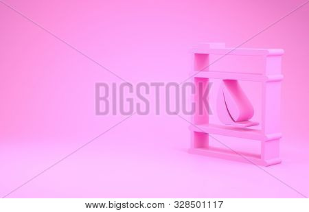 Pink Bio Fuel Barrel Line Icon Isolated On Pink Background. Eco Bio And Canister. Green Environment 