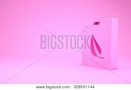 Pink Bio Fuel Canister Icon Isolated On Pink Background. Eco Bio And Barrel. Green Environment And R