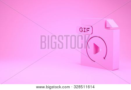 Pink Gif File Document. Download Gif Button Icon Isolated On Pink Background. Gif File Symbol. Minim