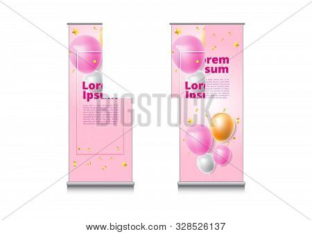 Roll Up Balloons And Confetti Party Celebration Vector Design