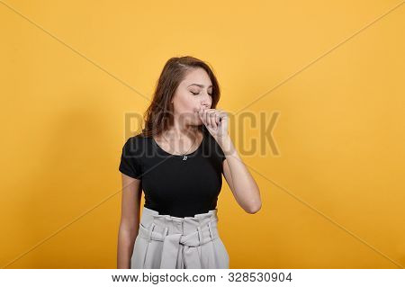 Girl Is Sick As Germs Caught Her. She Is Coughing Aroud As She Finds Unfavorable Enviorment And She 