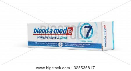 Chisinau, Moldova - October 19, 2019. Blend-a-med Toothpaste,  Extra Fresh,  Made By Procter & Gambl
