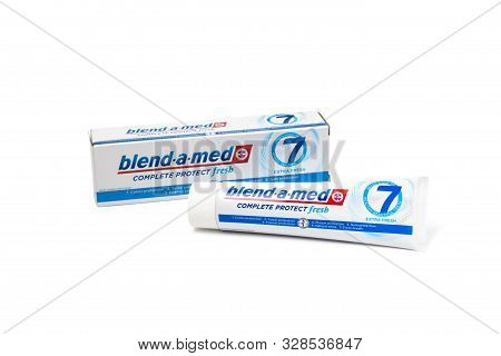 Chisinau, Moldova - October 19, 2019. Blend-a-med Toothpaste,  Extra Fresh,  Made By Procter & Gambl