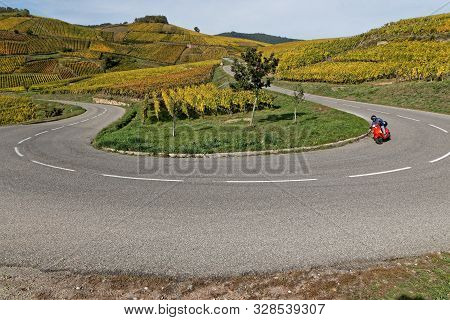Turkheim, France, October 12, 2019 : On The Roads Of The Route Des Vins Of Alsace, Through A Landsca