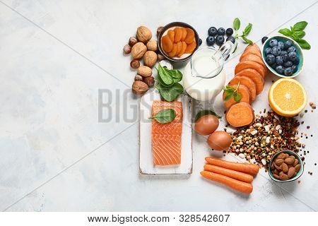 Food For Eyes Health. Foods That Contain Vitamins, Nutrients, Minerals And  Antioxidants.
