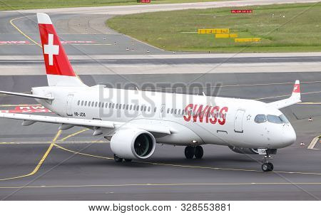 Airplane Taxi In Dusseldorf Airport
