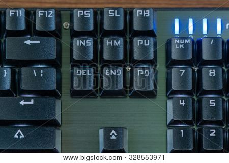 Part Of The Black Backlit Keyboard - Close-up Control Keys