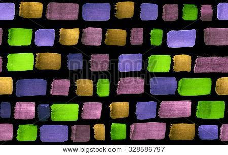 Hand Drawn Abstract Watercolor Brushstrokes In Different Colors.