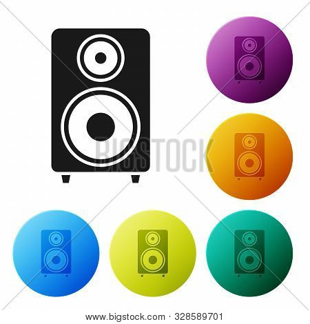 Black Stereo Speaker Icon Isolated On White Background. Sound System Speakers. Music Icon. Musical C