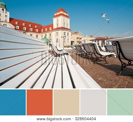 Color Matching Complementary Palette With Blue, Orange, And White Colors From Image Of Traditional G