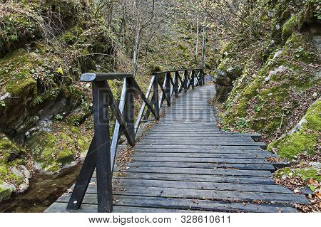 Autumn Walk Through The Labyrinth Of The Teteven Balkan With High Peaks, River And Bridge, Stara Pla