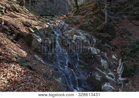 Autumn Walk Through The Labyrinth Of The Teteven Balkan With High Peaks, River And Bridge, Stara Pla