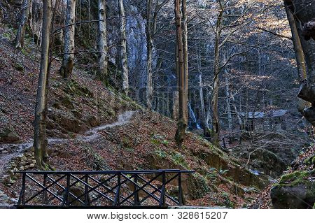 Autumn Walk Through The Labyrinth Of The Teteven Balkan With High Peaks, River, Bridge And Waterfall