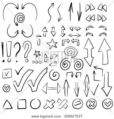 Vector Hand Drawn Arrows Set Isolated On White