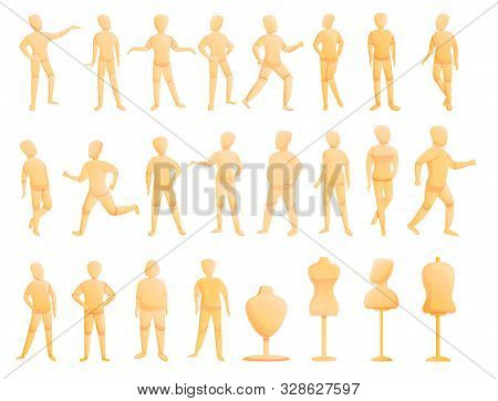 Mannequin Icons Set. Cartoon Set Of Mannequin Vector Icons For Web Design