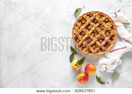 Apple Pie. Traditional American Apple Pie With Fresh Apples And Cinnamon