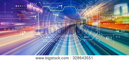 Technology Screen With Abstract High Speed Technology Pov Motion Blur