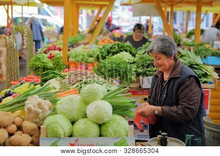 Sarajevo, Bosnia And Herzegovina - September 23, 2019: Pijaca Markale Market, A Fruit And Vegetable 
