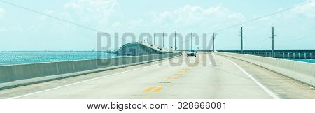Panorama Of Road Us1 To Key West Over Florida Keys