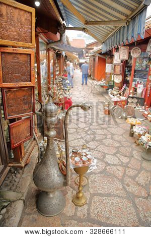 Sarajevo, Bosnia And Herzegovina - September 23, 2019:  Kazandziluk Street, Located In Bascarsija Di