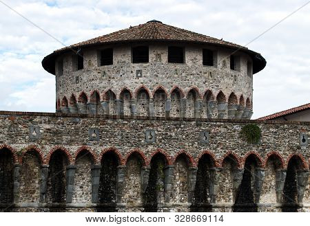 Sarzana / Liguria, Italy - October 18,2019: Ancient Firmafede Medieval Fortress In Sarzana, Italy. R