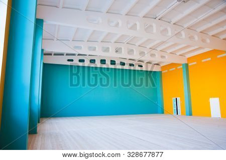 Empty Clean Hallway Or Corridor Of Interior Classroom