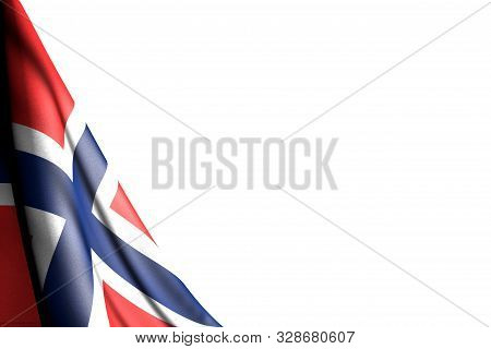 Cute Isolated Image Of Norway Flag Hangs In Corner - Mockup On White With Space For Text - Any Occas