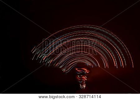 The Photo. An Abstraction Similar To A Sector Formed By Traces Of The Movement Of Light Sources In T