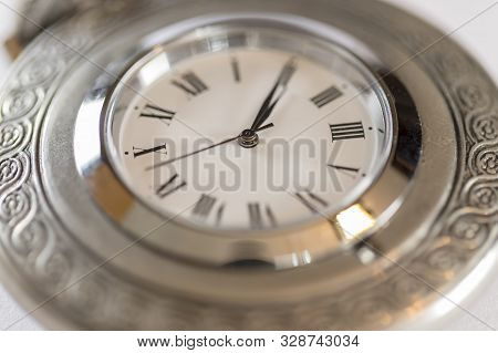 Round Clock Whith Shinny Rim Macro Closeup